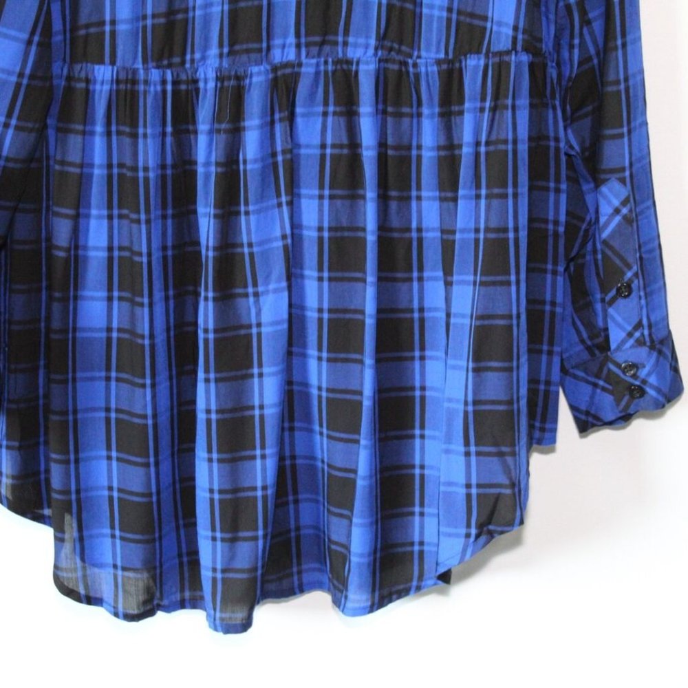 Torrid Buffalo Plaid Long Sleeve Button Babydoll Tunic Top Plus Size 4 4X H13413 - Picture 9 of 11